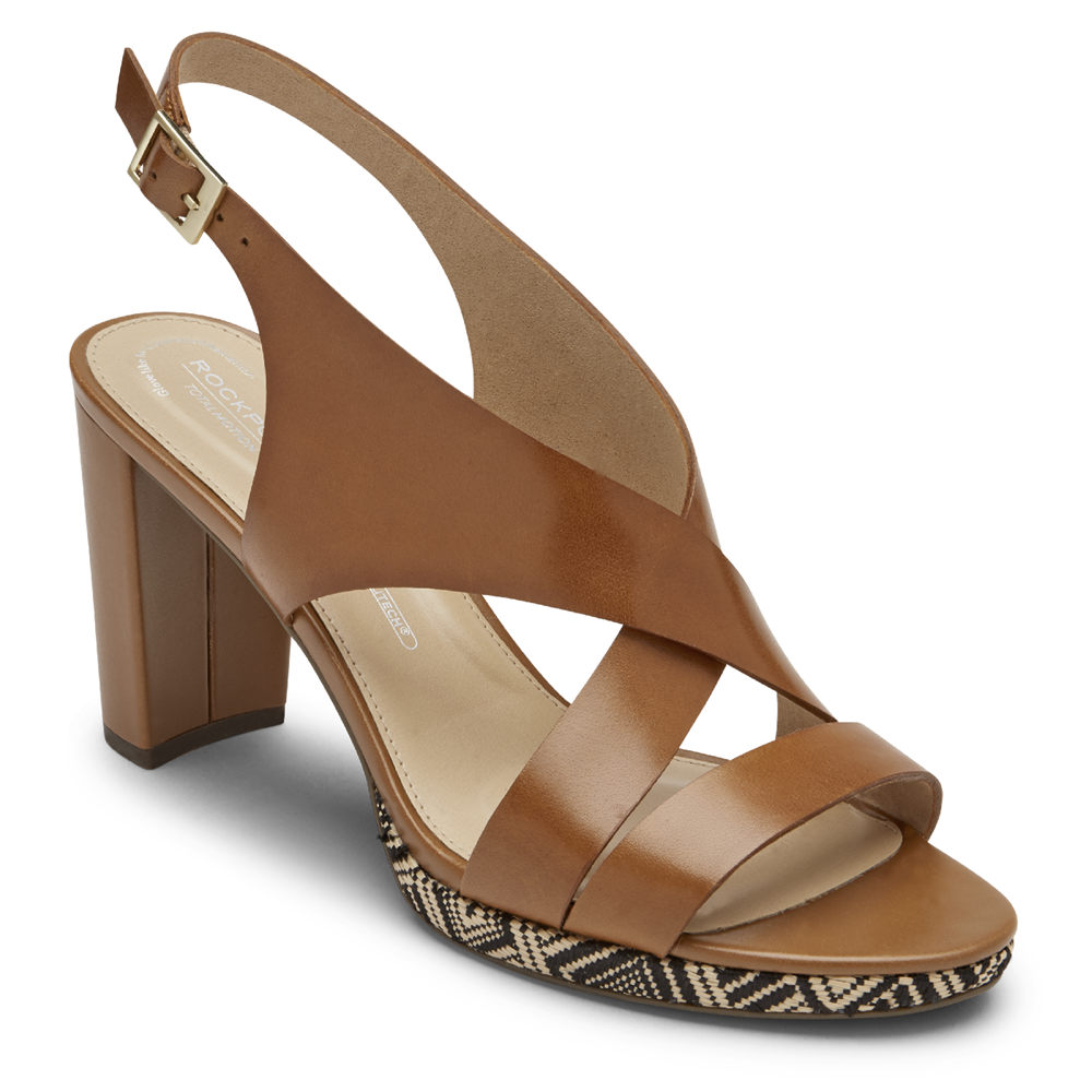 Sapatos De Salto Rockport Mulher Marrom - Total Motion Ivy Cross Slingback - 13046NWBM